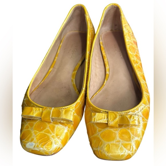 KATE SPADE Yellow Croc-Embossed Ballet Flats, Size 6M - Picture 7 of 7